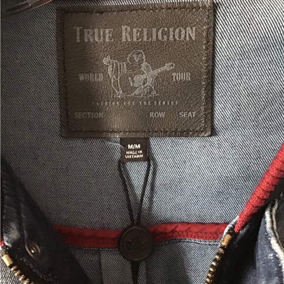 Mens True Religion Denim Bomber Jacket NWT - Picture 2 of 7